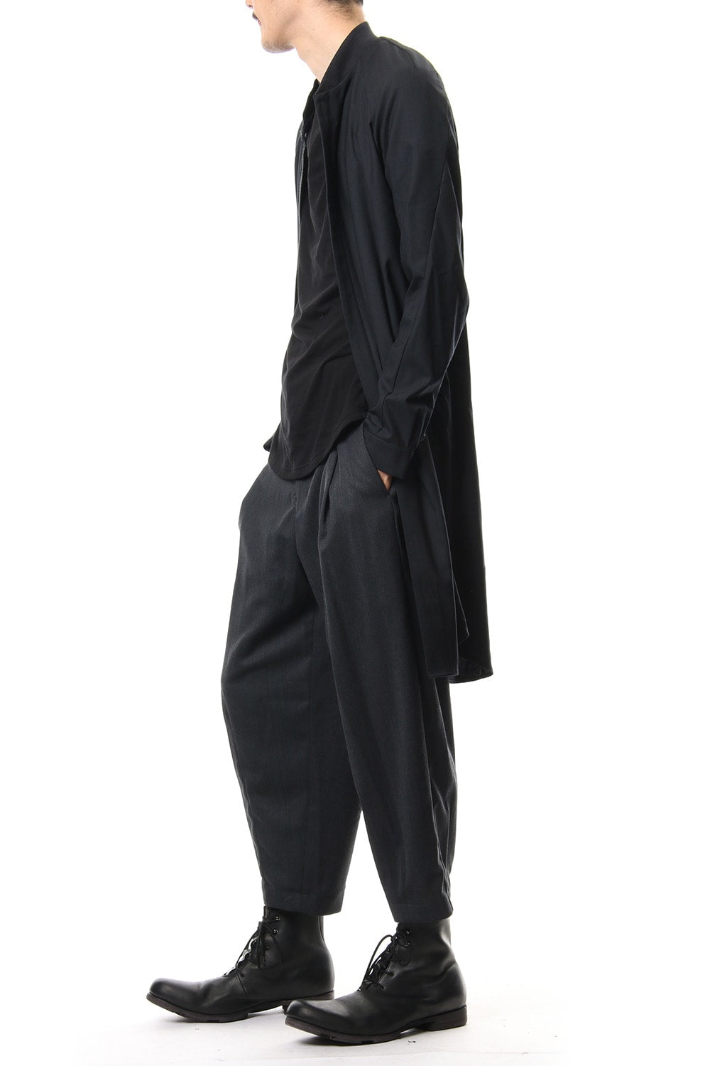 Long Shirt Wool Super 140's Shadow Stripe