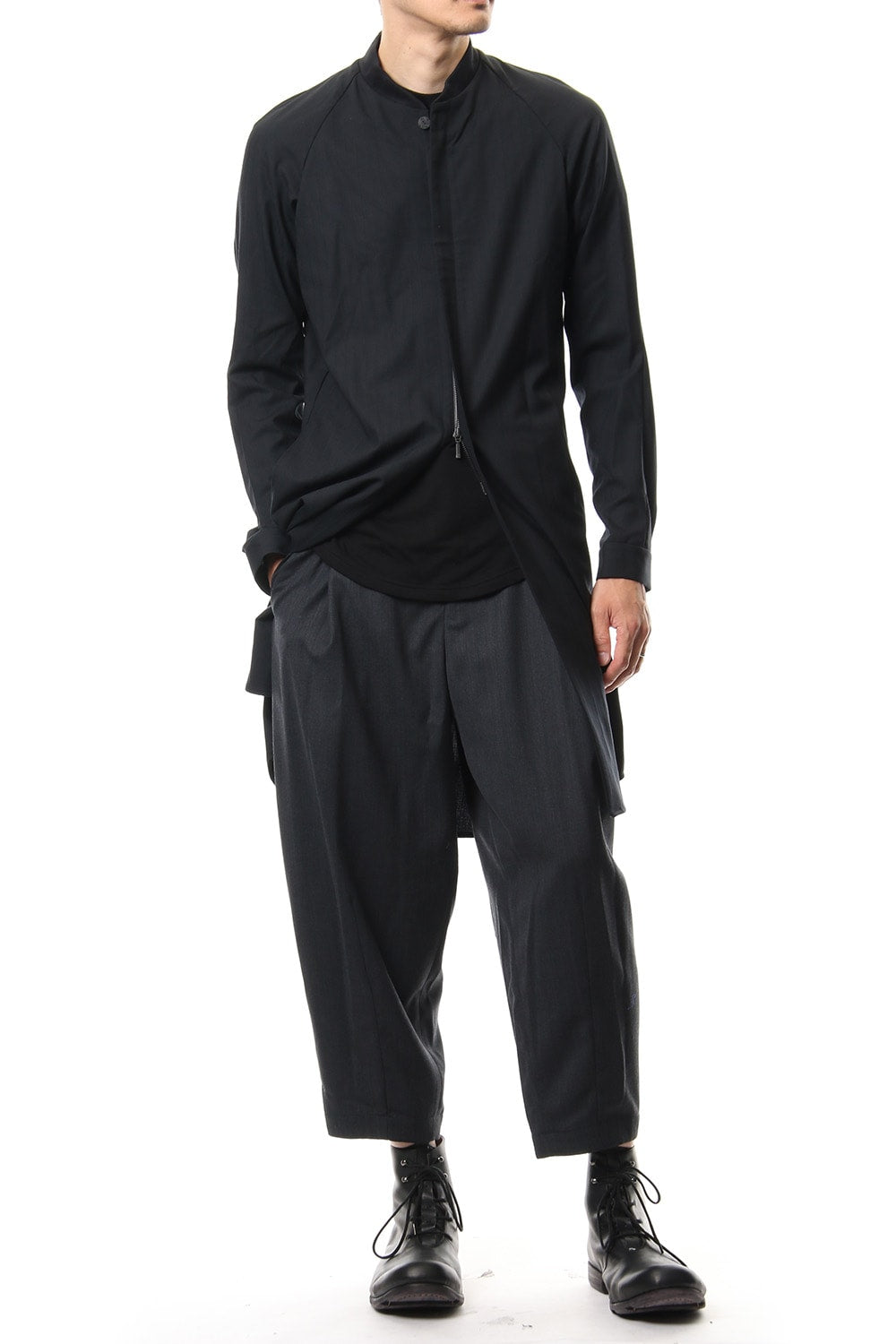 Long Shirt Wool Super 140's Shadow Stripe