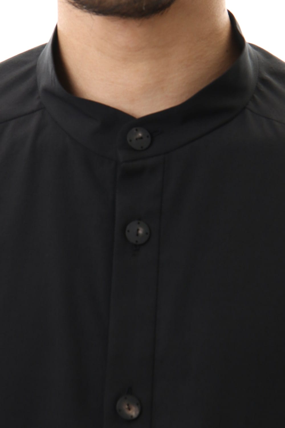 ロング シャツ シルク コットン サンドブラスト Black