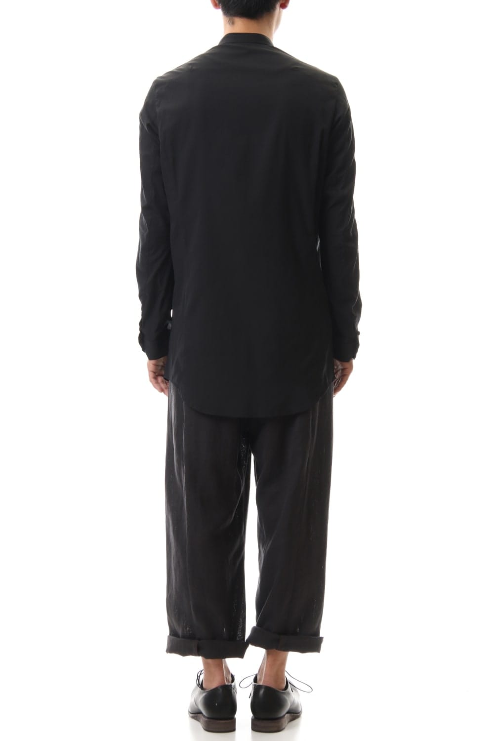 ロング シャツ シルク コットン サンドブラスト Black