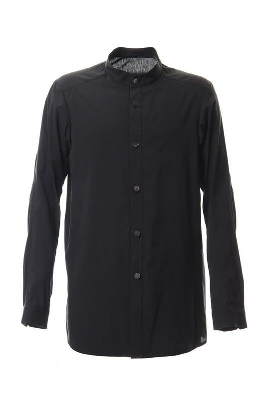 ロング シャツ シルク コットン サンドブラスト Black