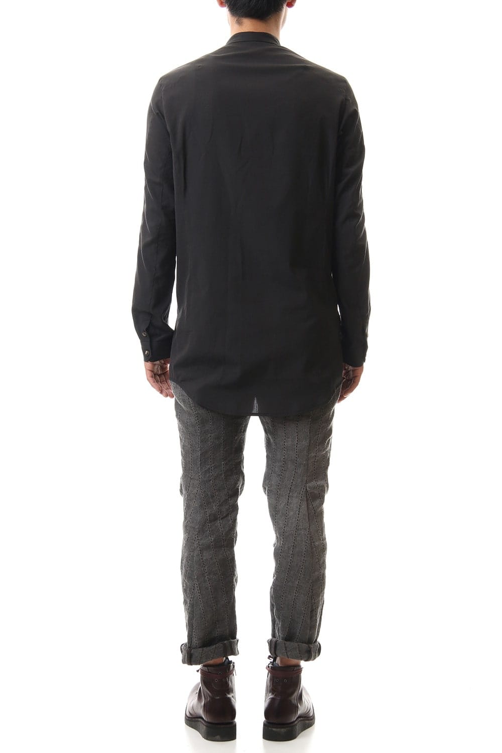 ロング シャツ シルク コットン サンドブラスト Charcoal