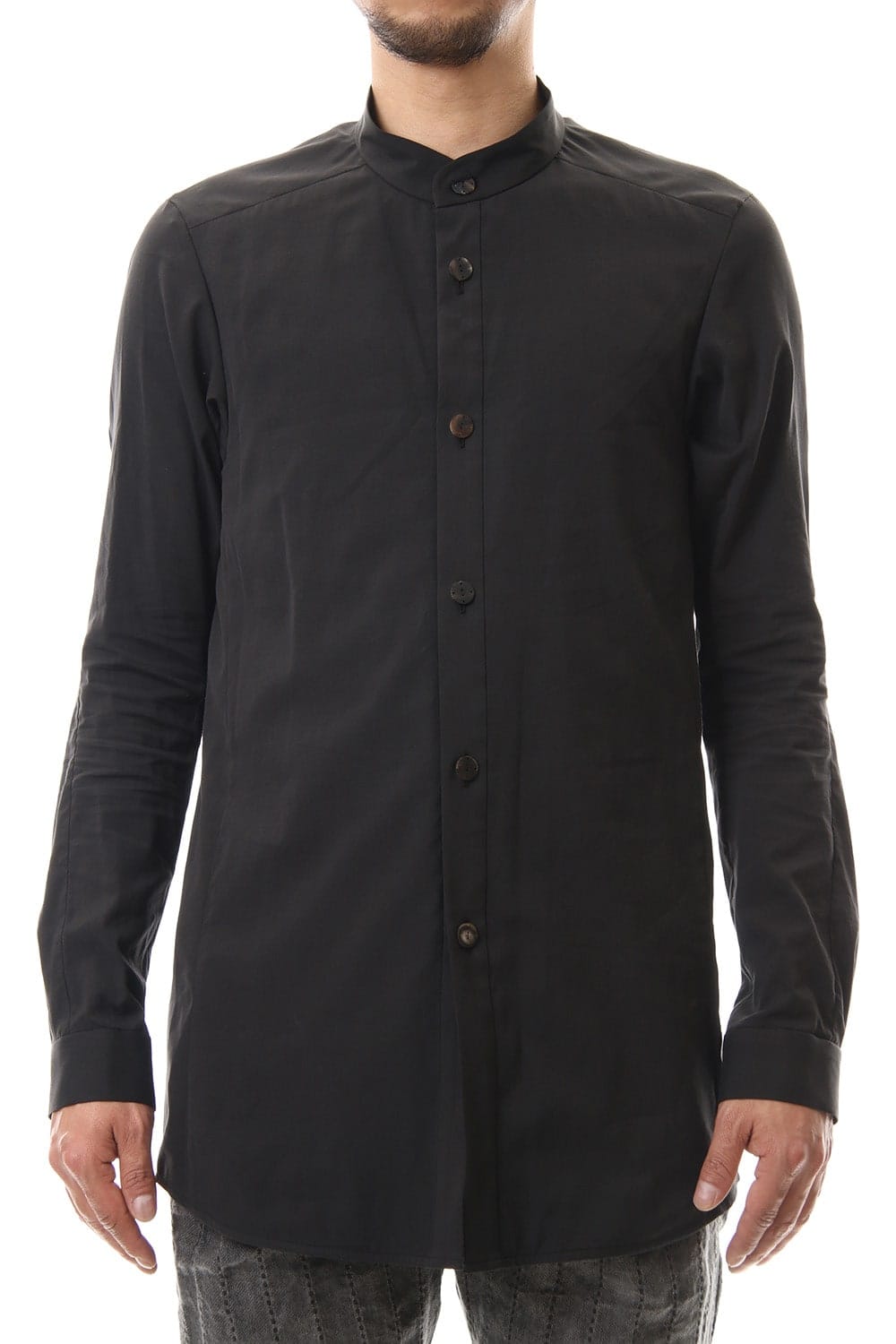 ロング シャツ シルク コットン サンドブラスト Charcoal
