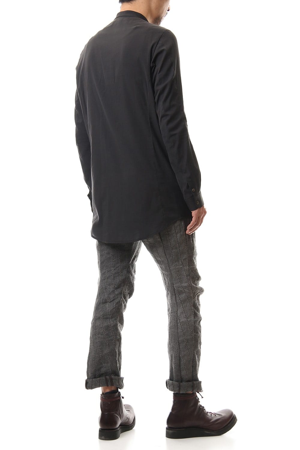 ロング シャツ シルク コットン サンドブラスト Charcoal