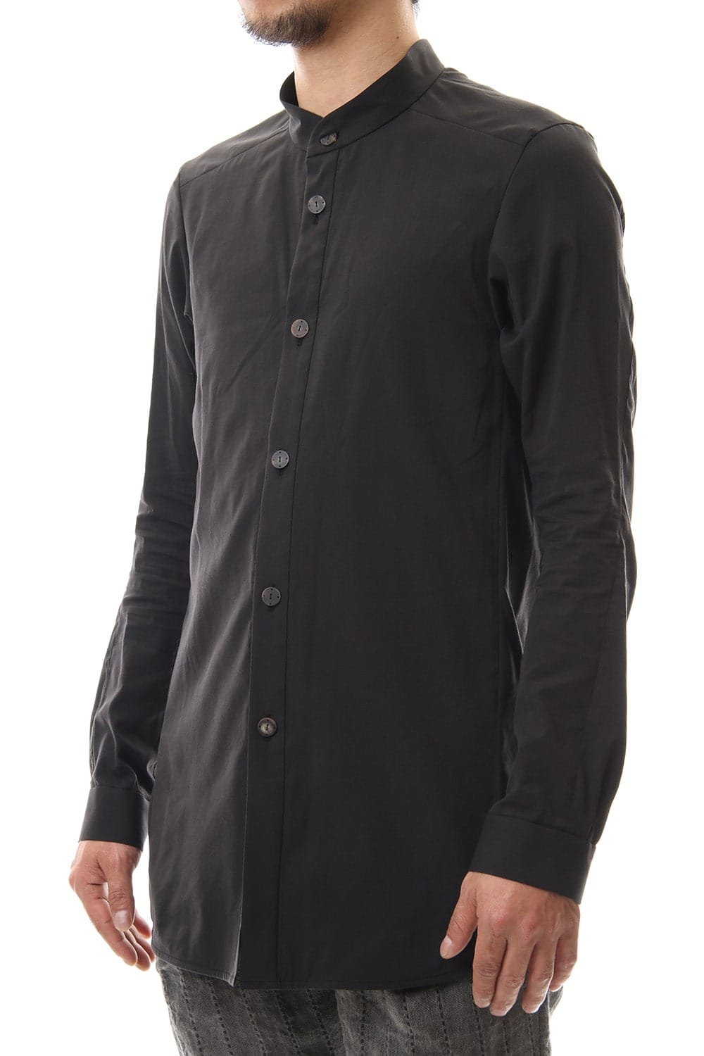 ロング シャツ シルク コットン サンドブラスト Charcoal