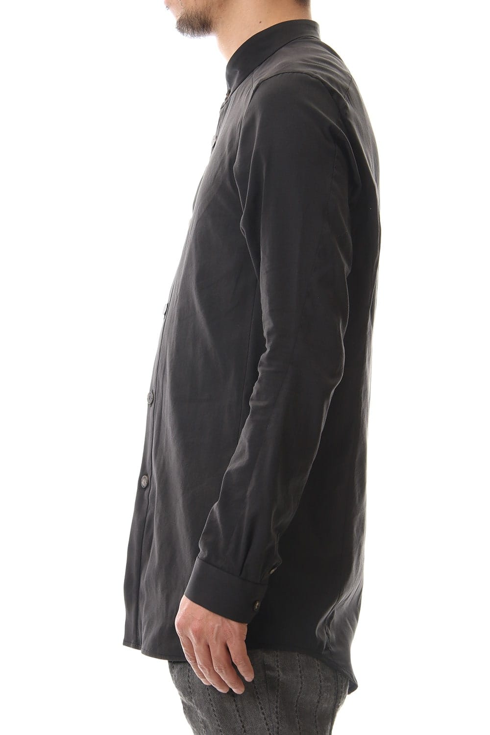 ロング シャツ シルク コットン サンドブラスト Charcoal