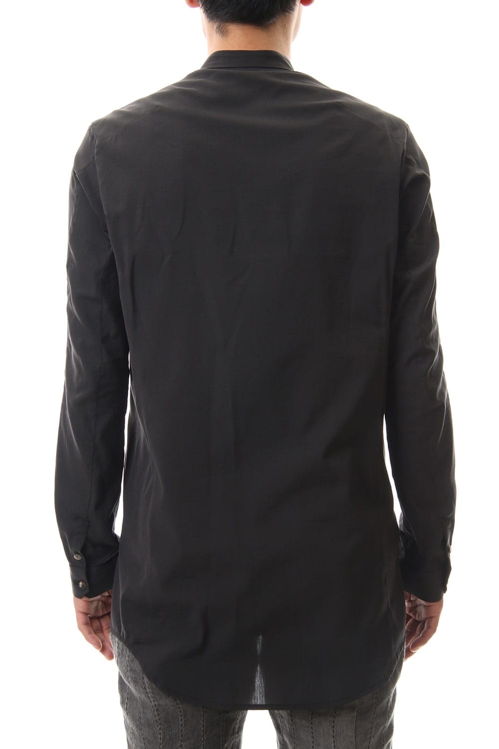 ロング シャツ シルク コットン サンドブラスト Charcoal
