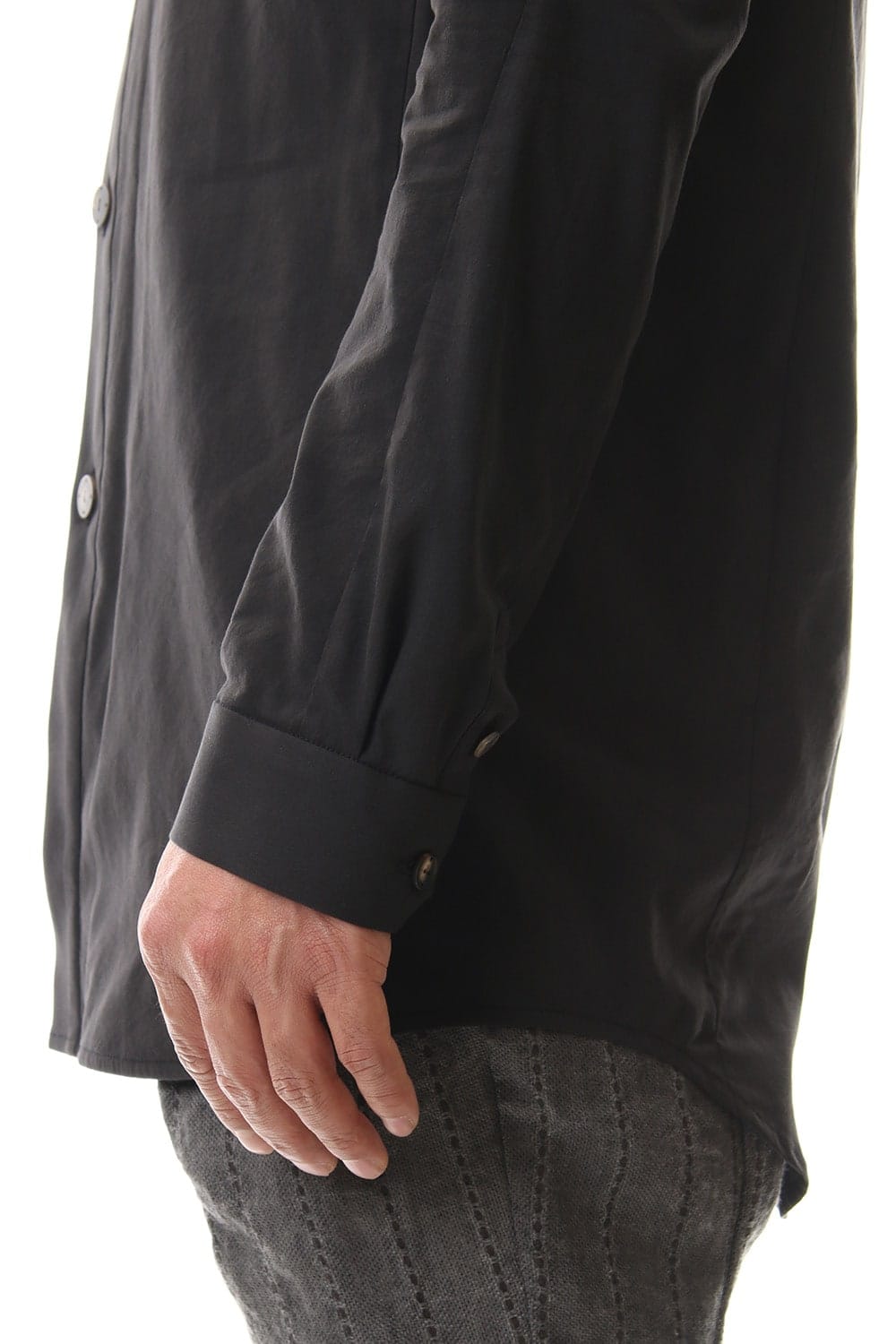 ロング シャツ シルク コットン サンドブラスト Charcoal