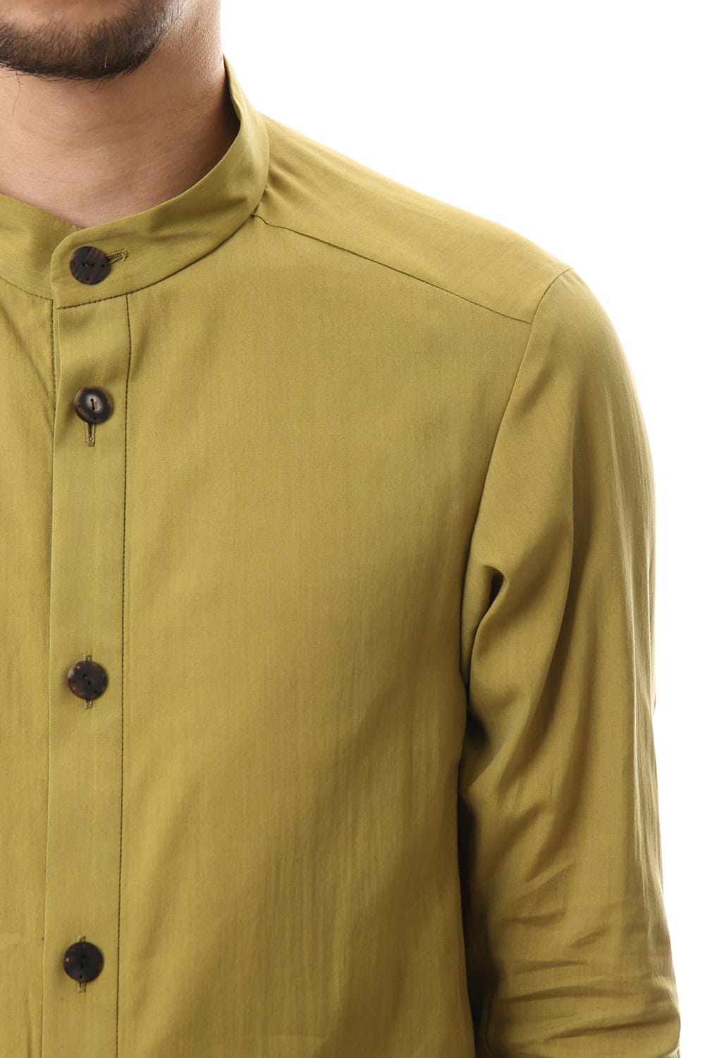 Long Shirt Silk cotton sandblast Dirty Yellow