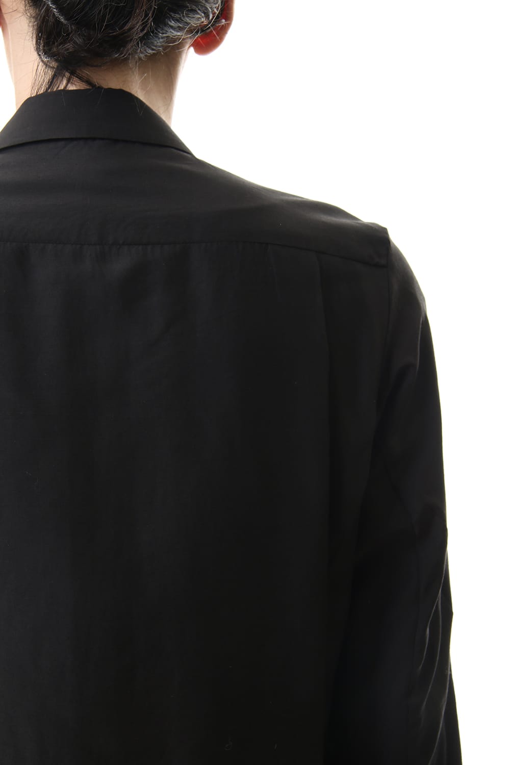 Open collar shirt silk tencel sandblast Black