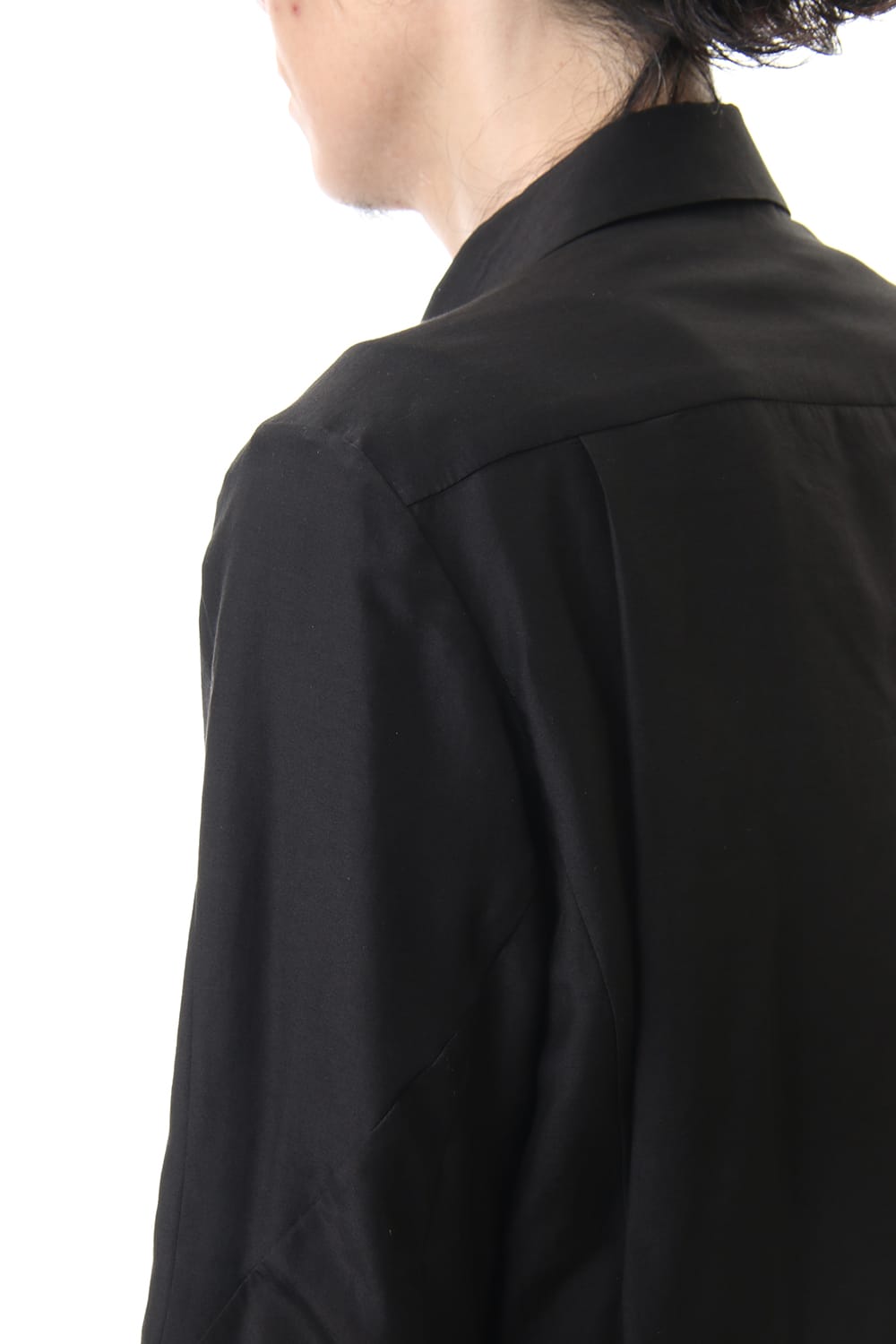 Open collar shirt silk tencel sandblast Black