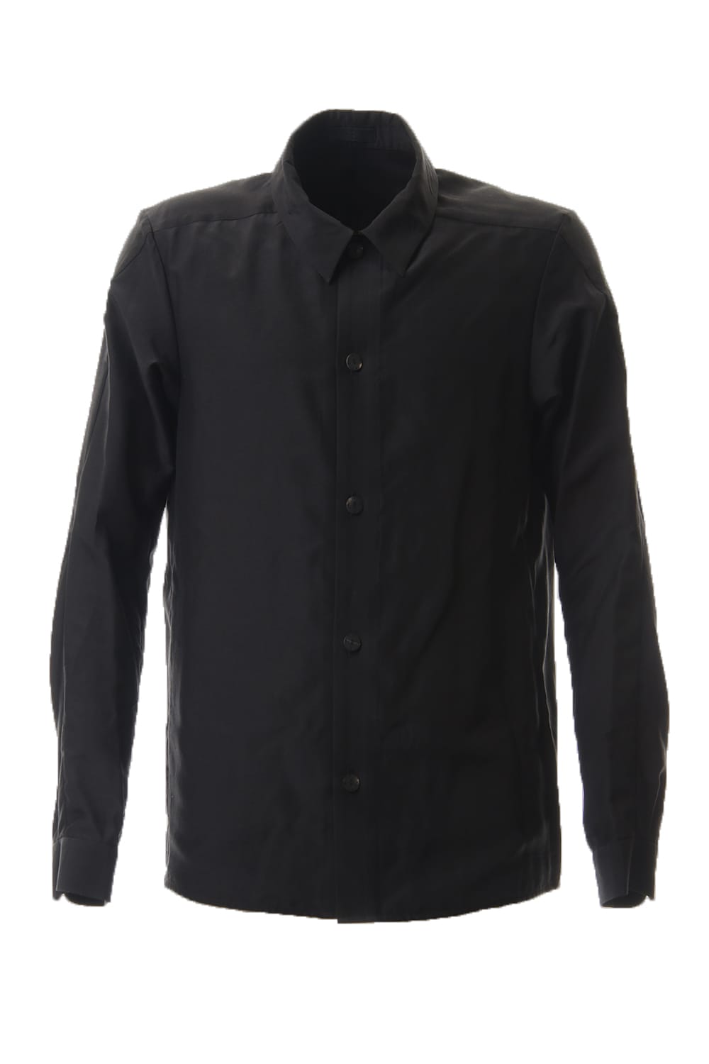 Open collar shirt silk tencel sandblast Black