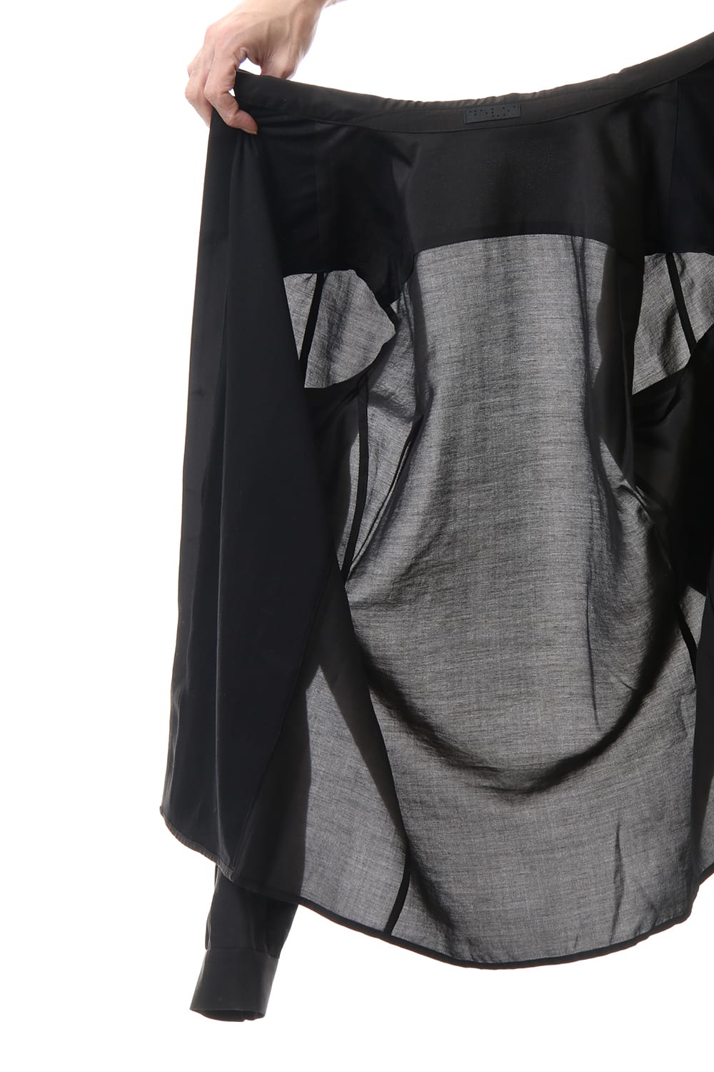 Open collar shirt silk tencel sandblast Charcoal