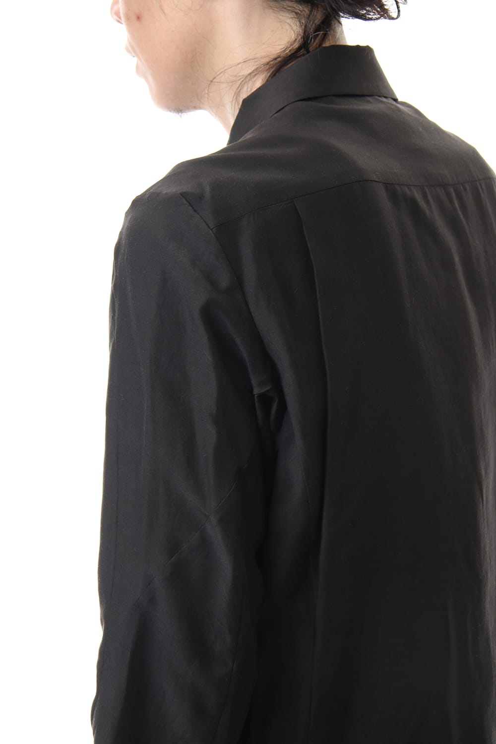 Open collar shirt silk tencel sandblast Charcoal