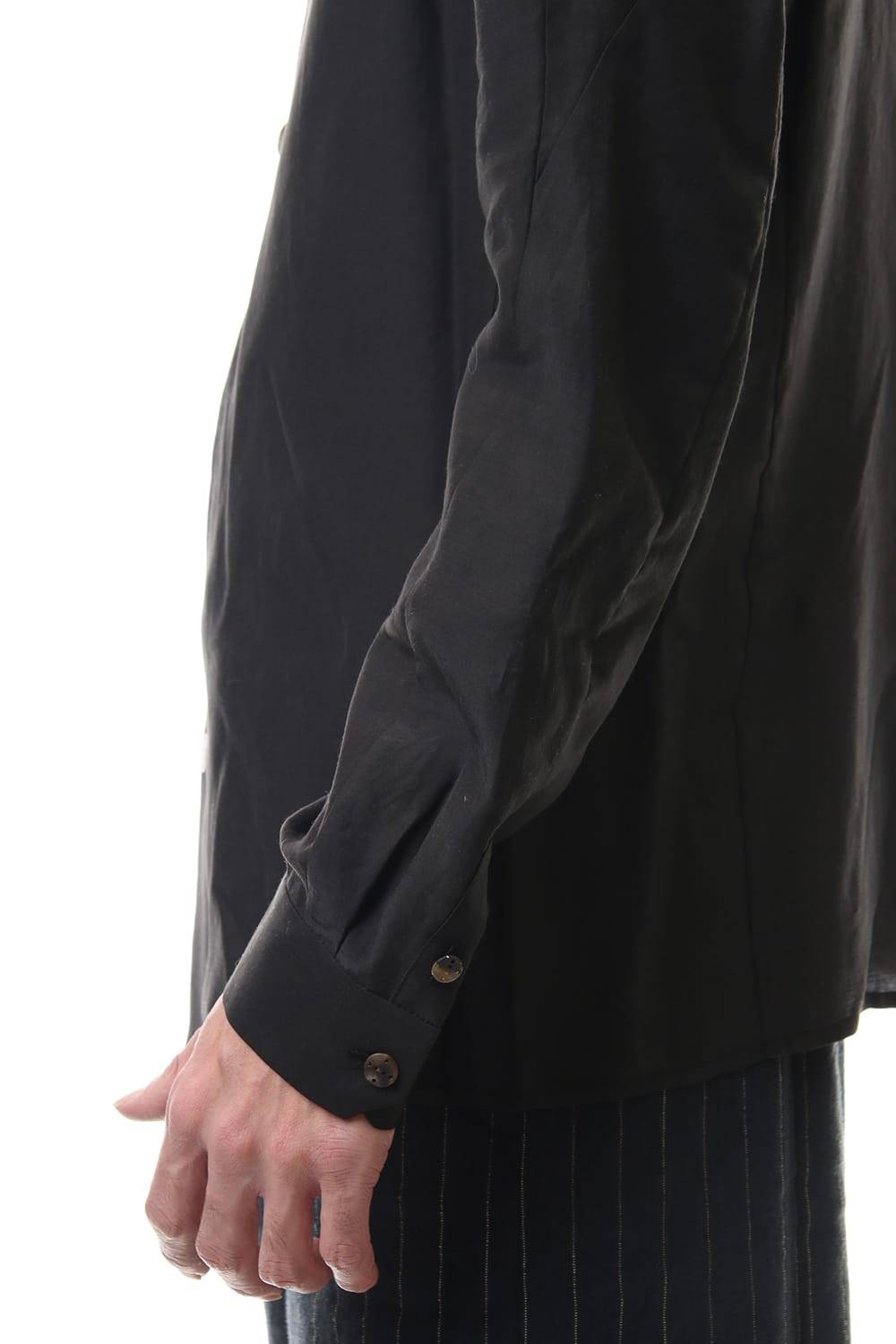 Open collar shirt silk tencel sandblast Charcoal