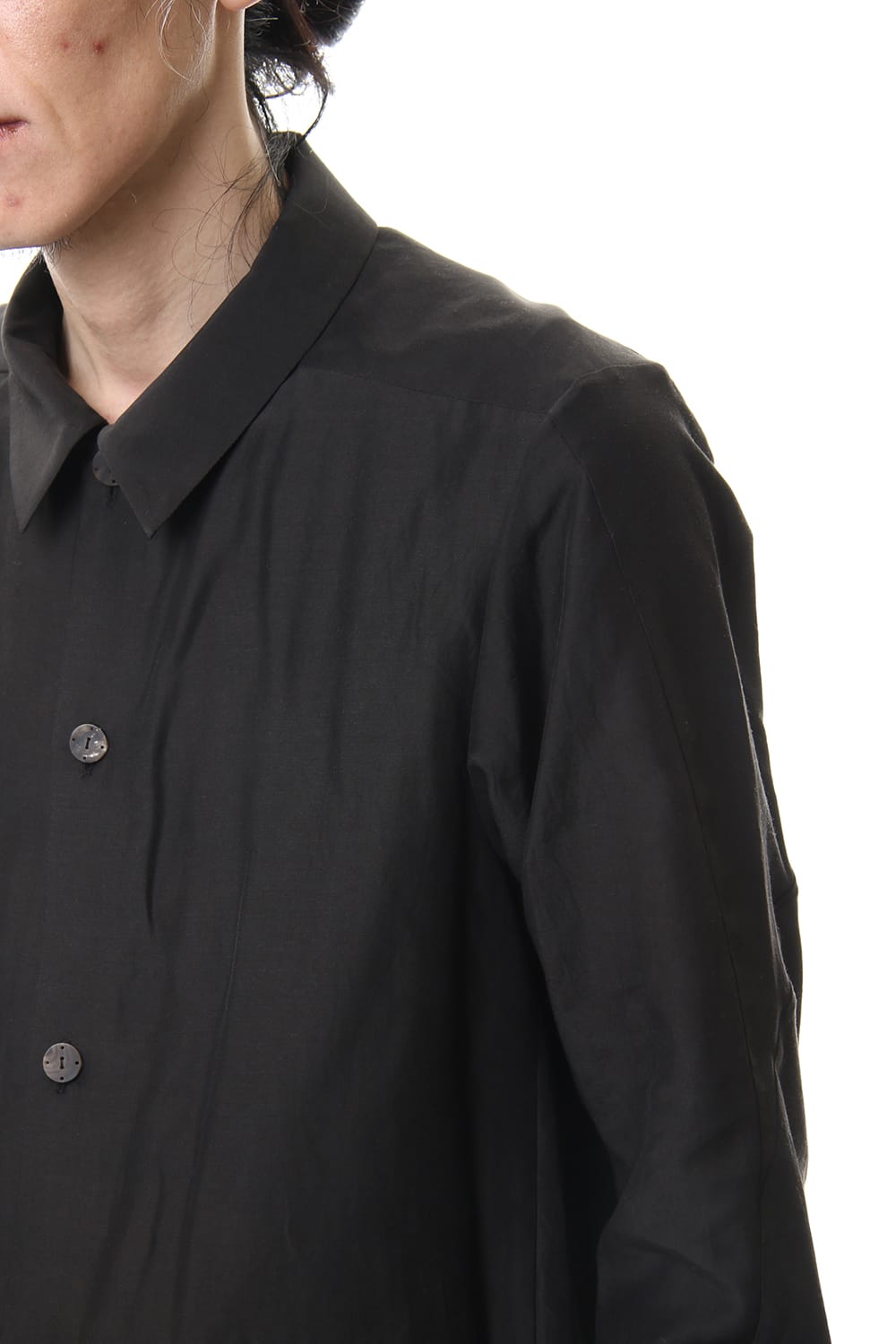 Open collar shirt silk tencel sandblast Charcoal