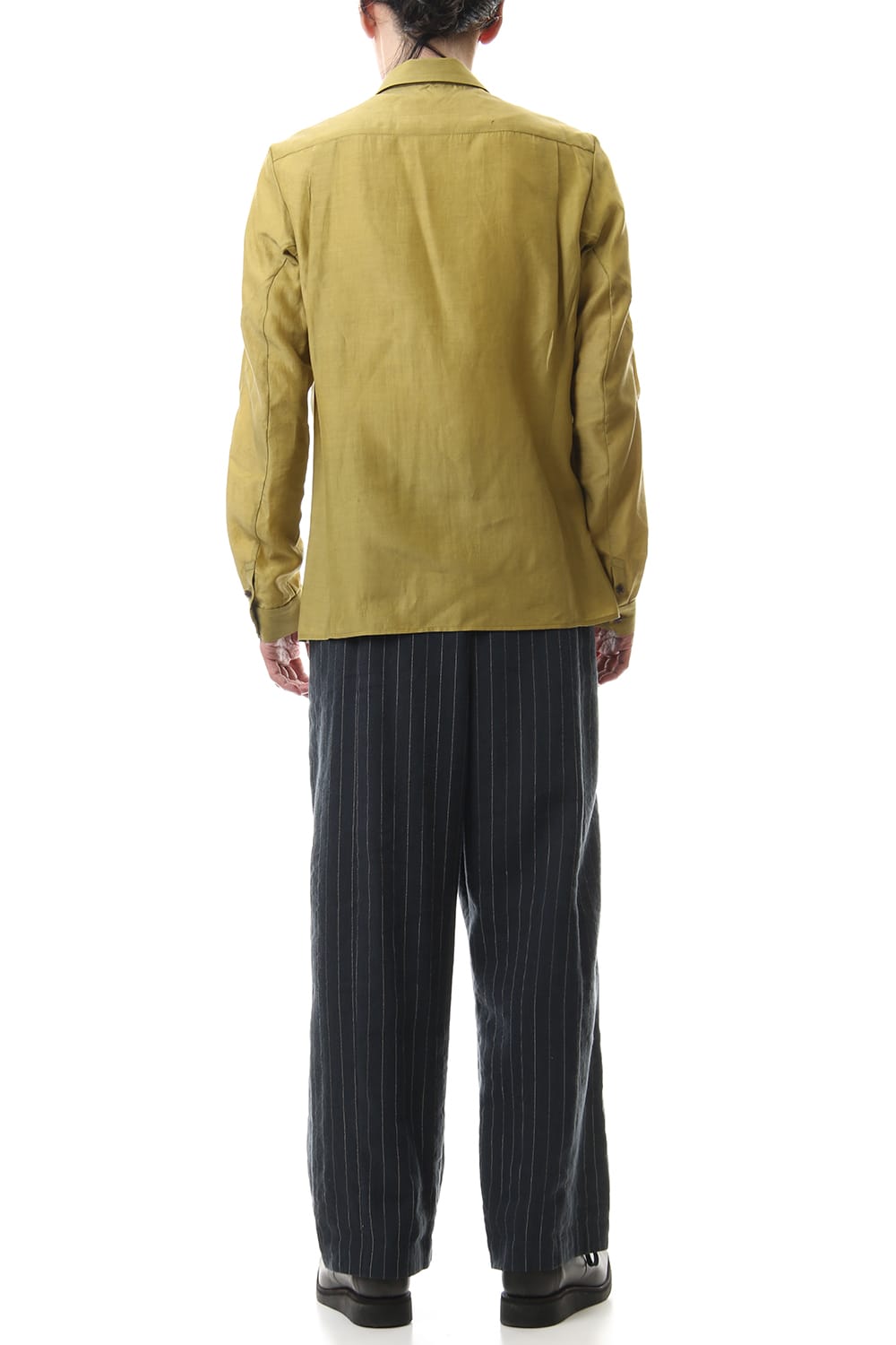 Open collar shirt silk tencel sandblast Dirty Yellow