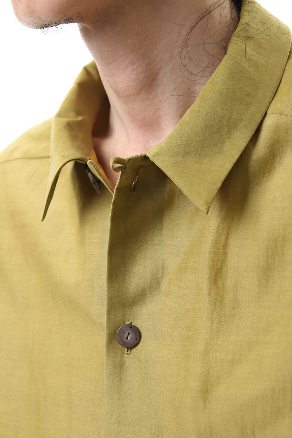 Open collar shirt silk tencel sandblast Dirty Yellow