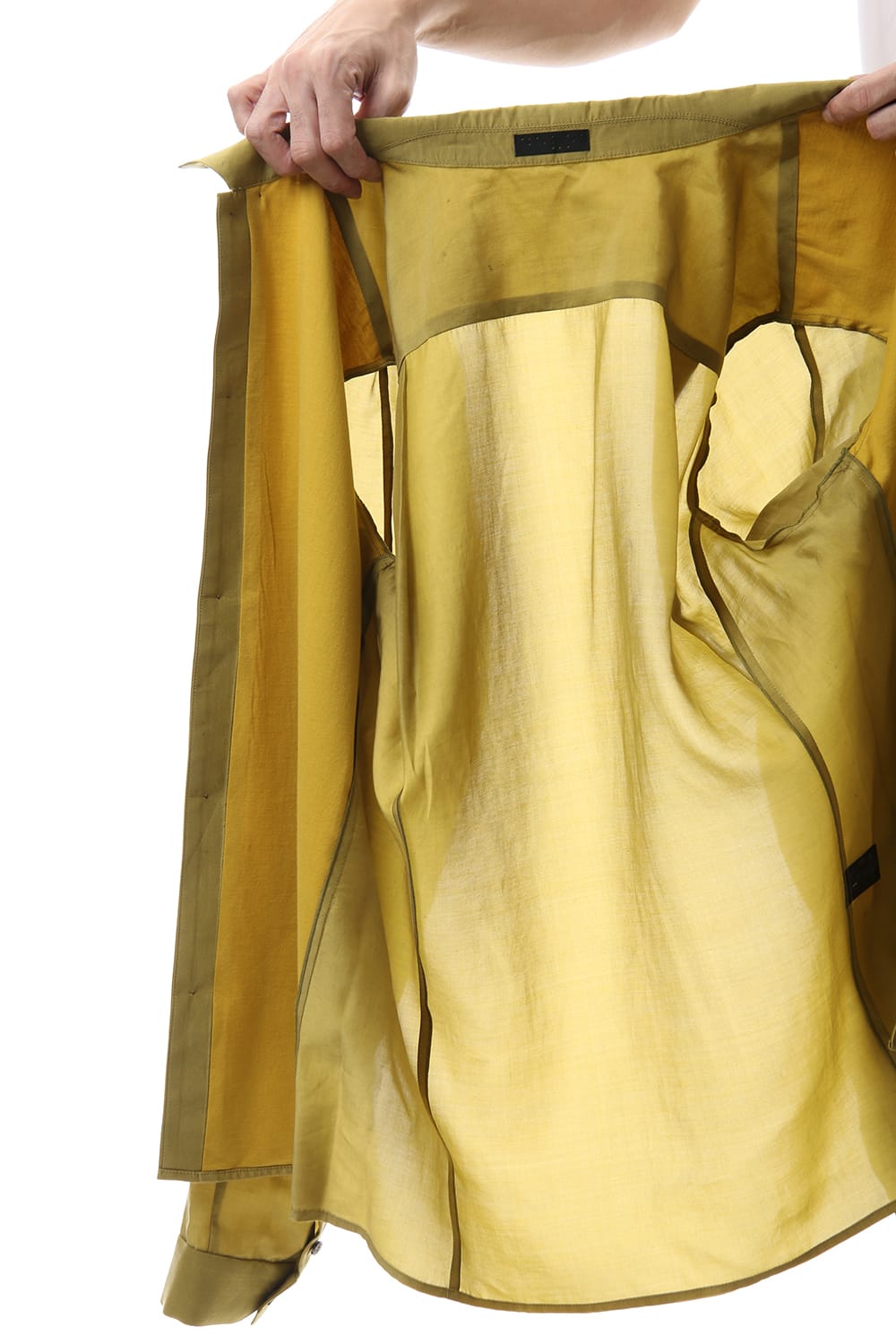 Open collar shirt silk tencel sandblast Dirty Yellow