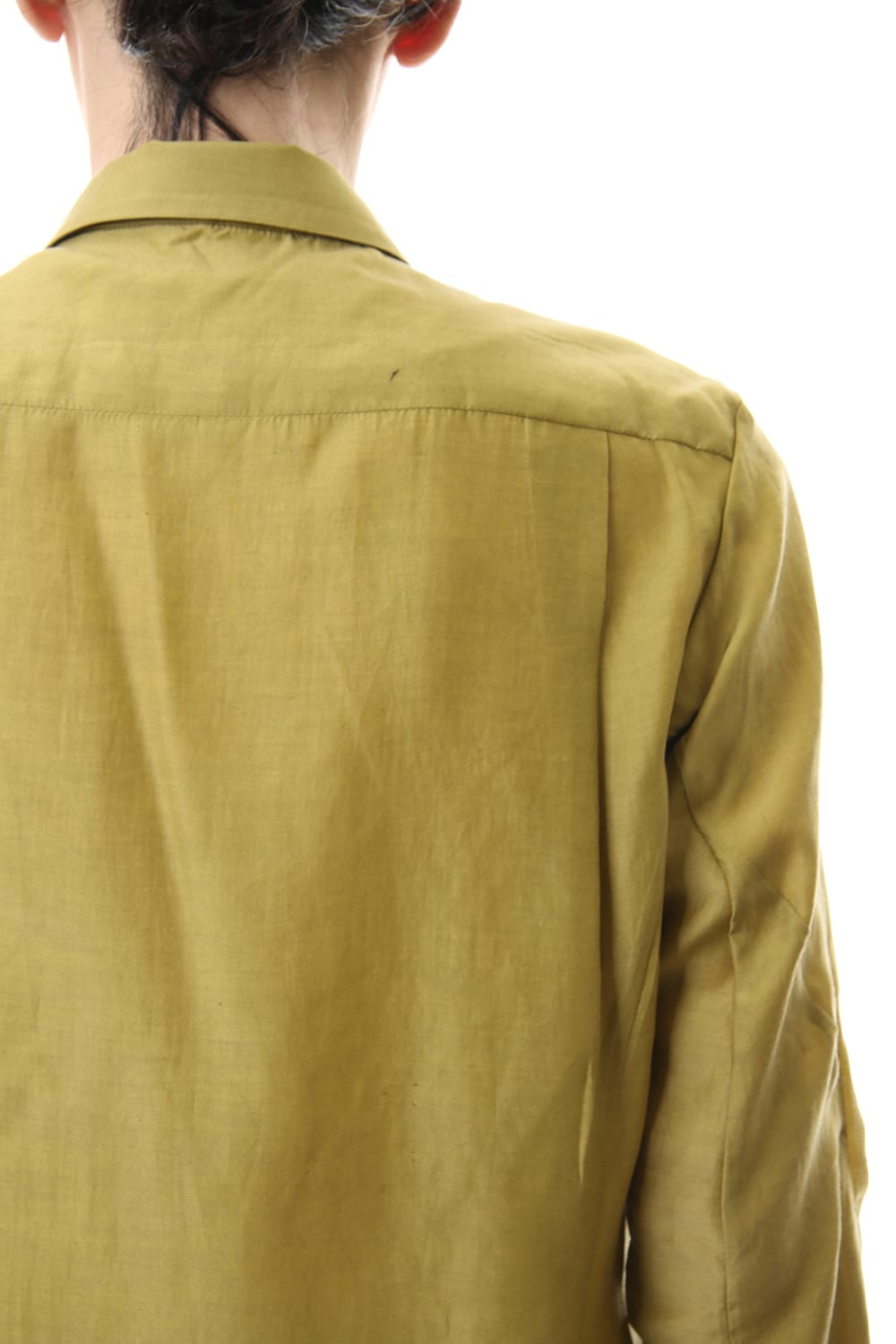 Open collar shirt silk tencel sandblast Dirty Yellow