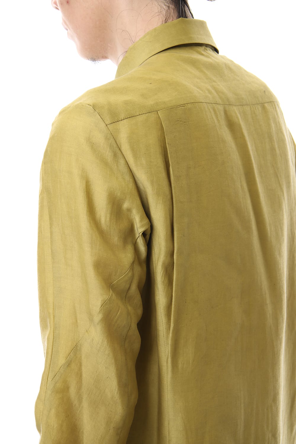 Open collar shirt silk tencel sandblast Dirty Yellow