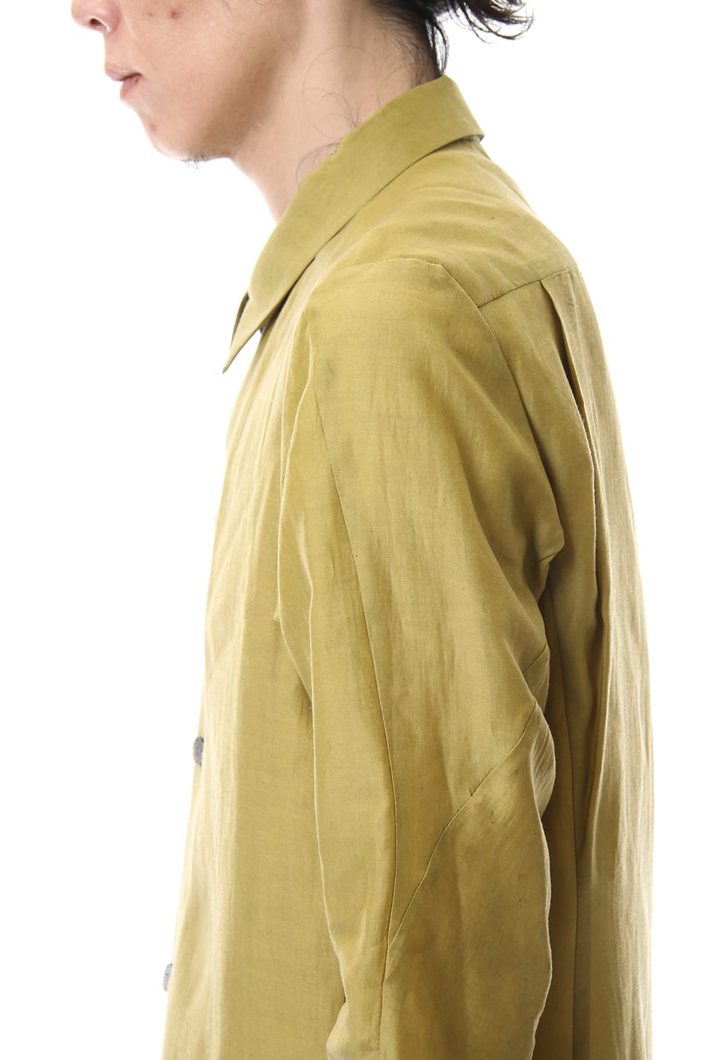 Open collar shirt silk tencel sandblast Dirty Yellow