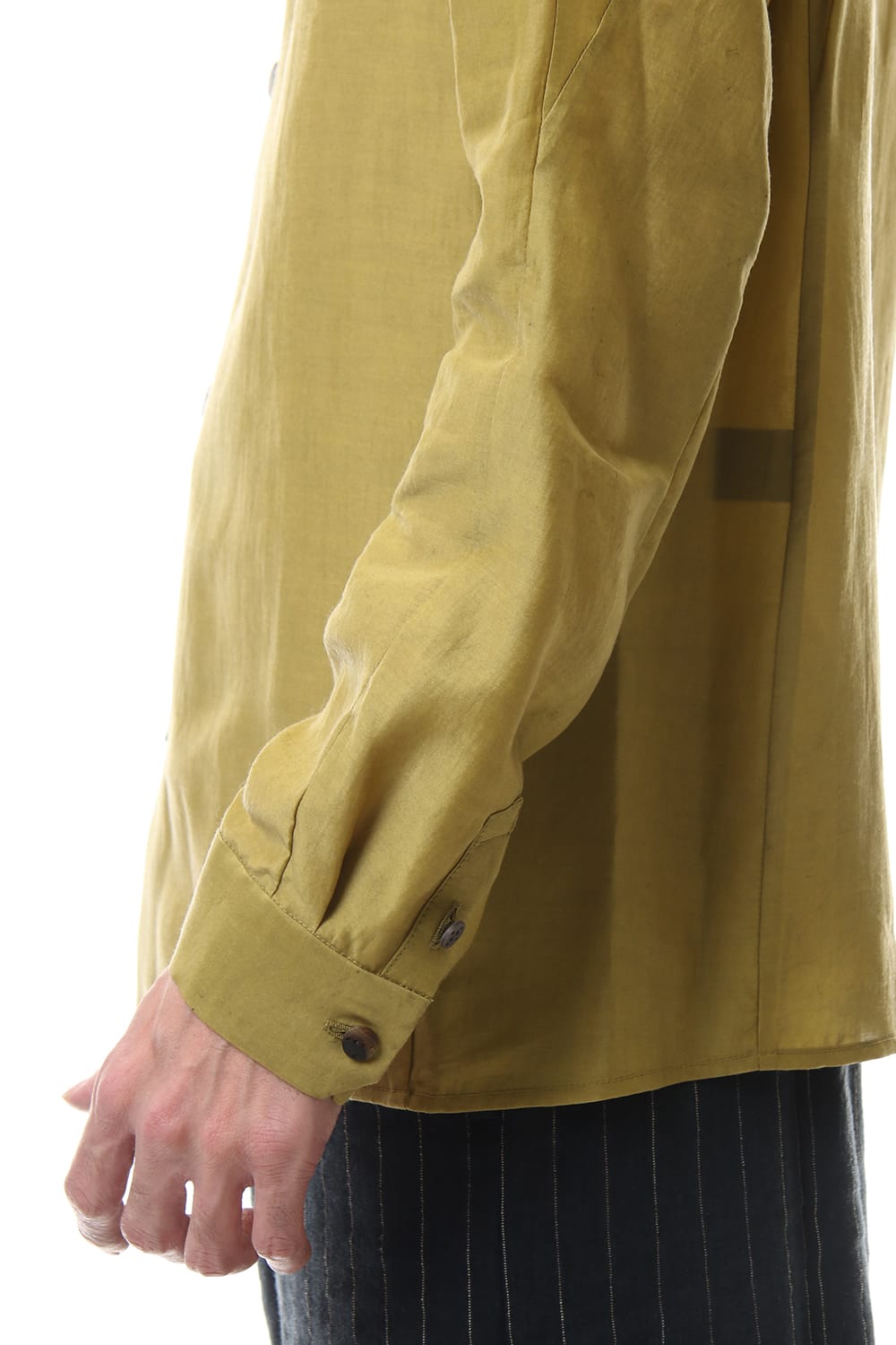 Open collar shirt silk tencel sandblast Dirty Yellow