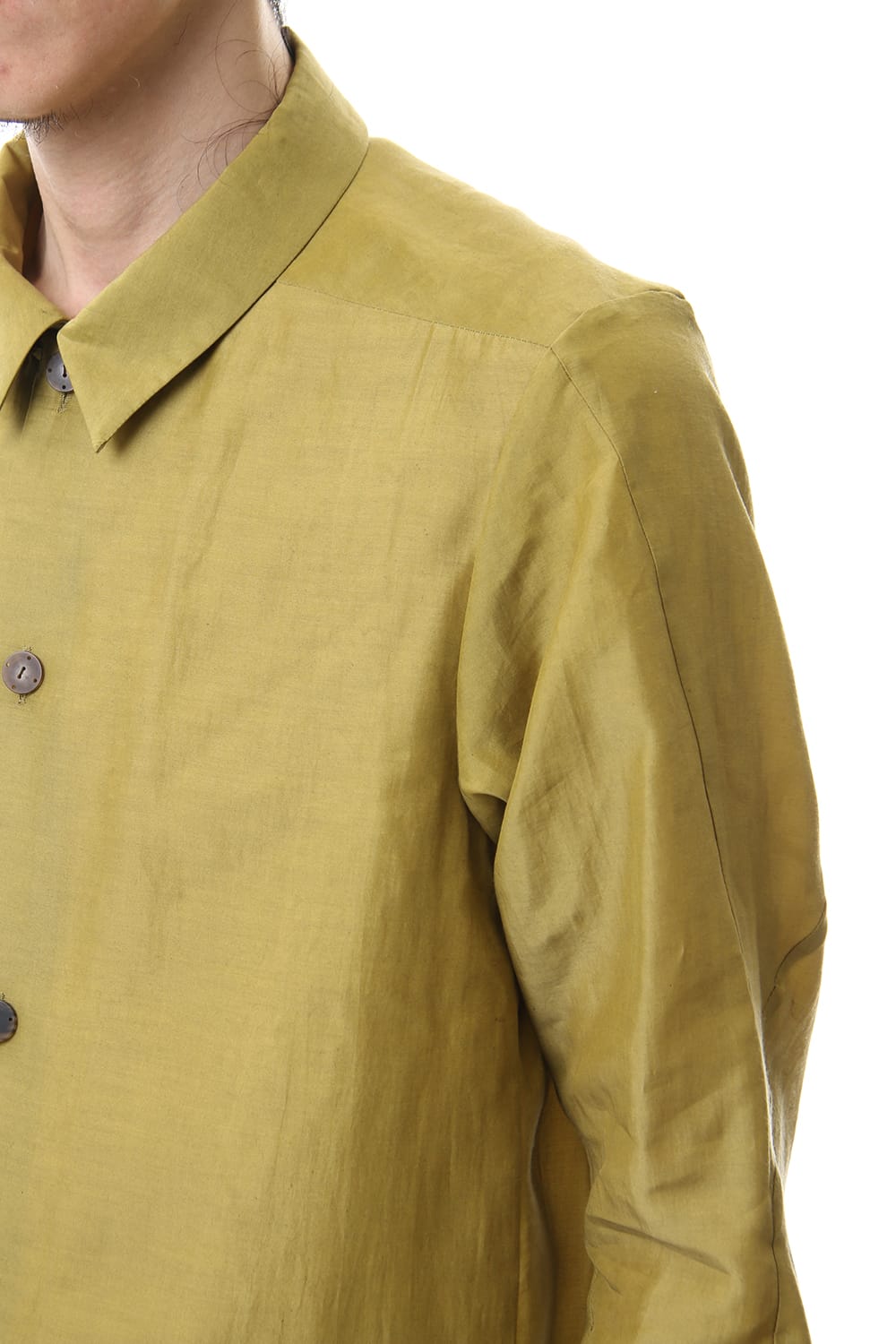 Open collar shirt silk tencel sandblast Dirty Yellow