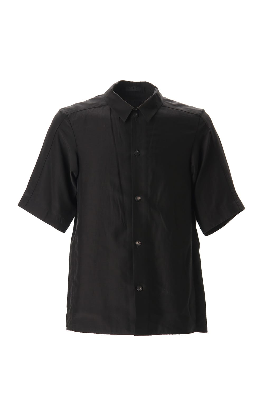 Open collar short sleeve shirt silk tencel sandblast Black