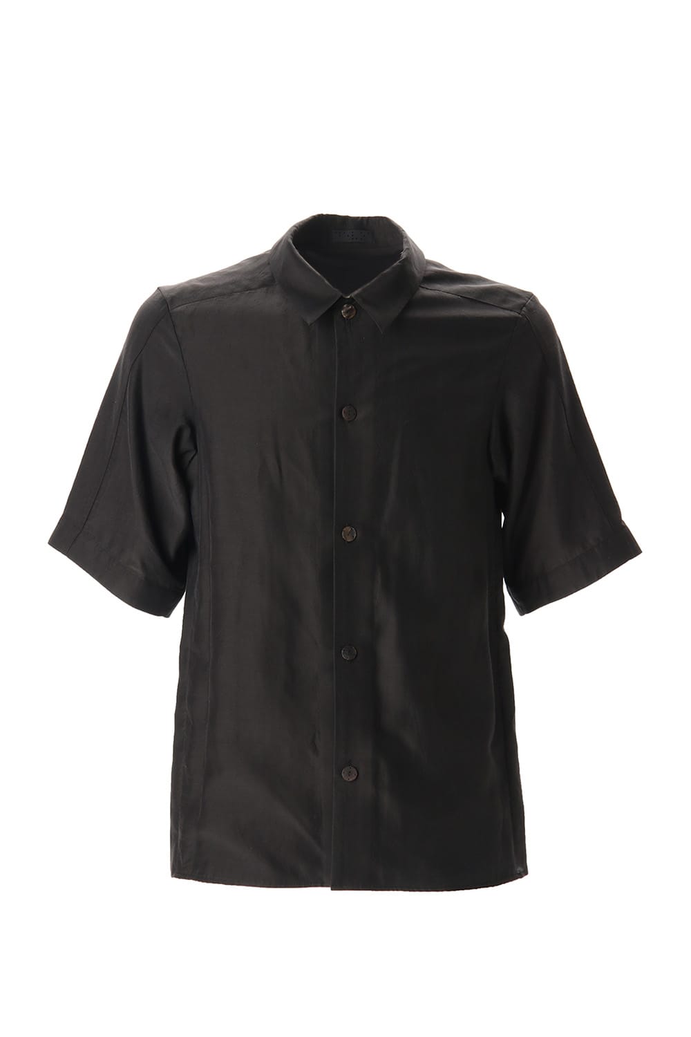 Open collar short sleeve shirt silk tencel sandblast Charcoal