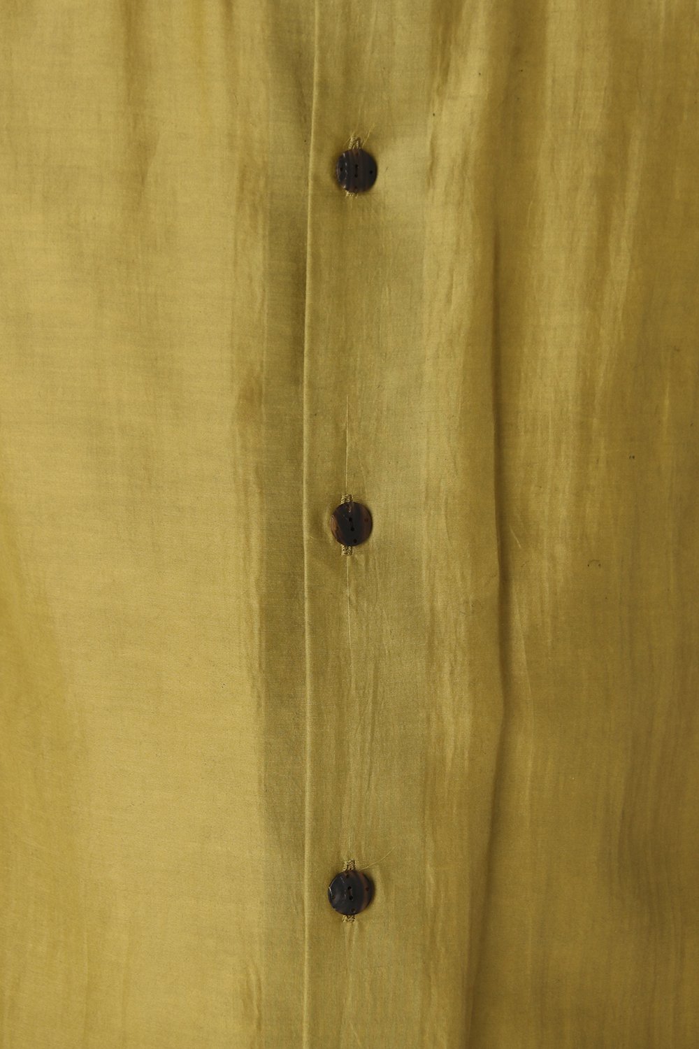 Open collar short sleeve shirt silk tencel sandblast Dirty Yellow