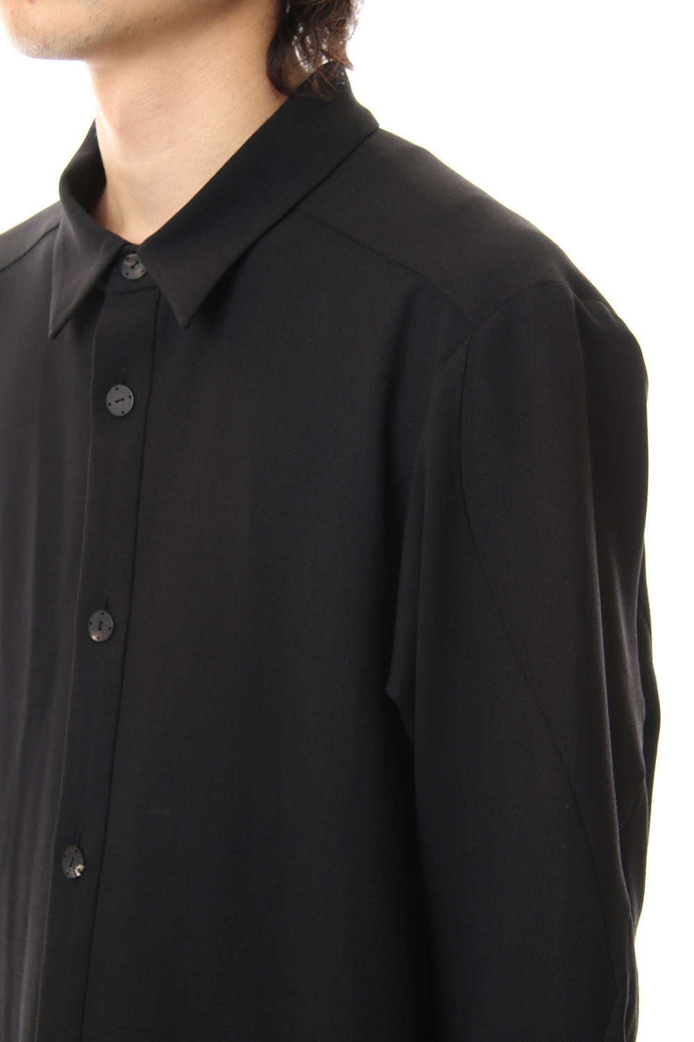 Shirt virgin wool 4way stretch Black