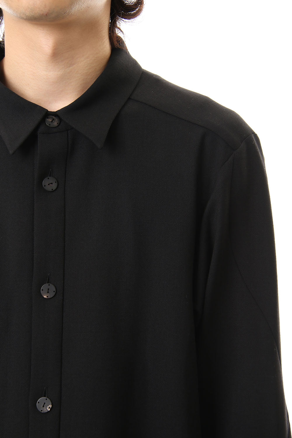Shirt virgin wool 4way stretch Black