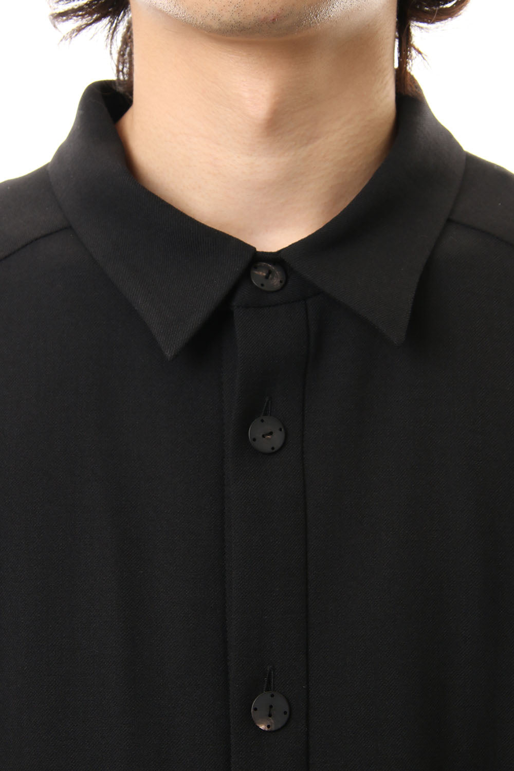 Shirt virgin wool 4way stretch Black