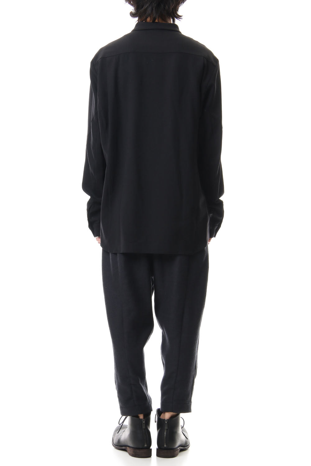 Shirt virgin wool 4way stretch Black