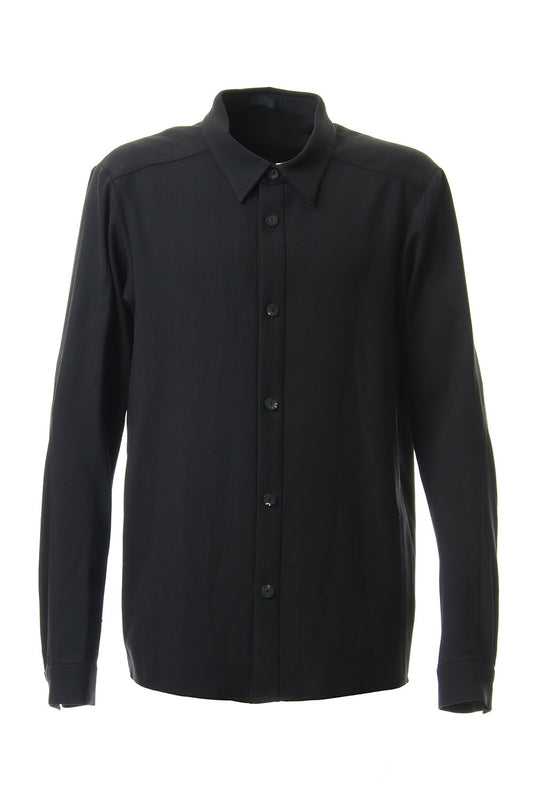 Shirt virgin wool 4way stretch Black
