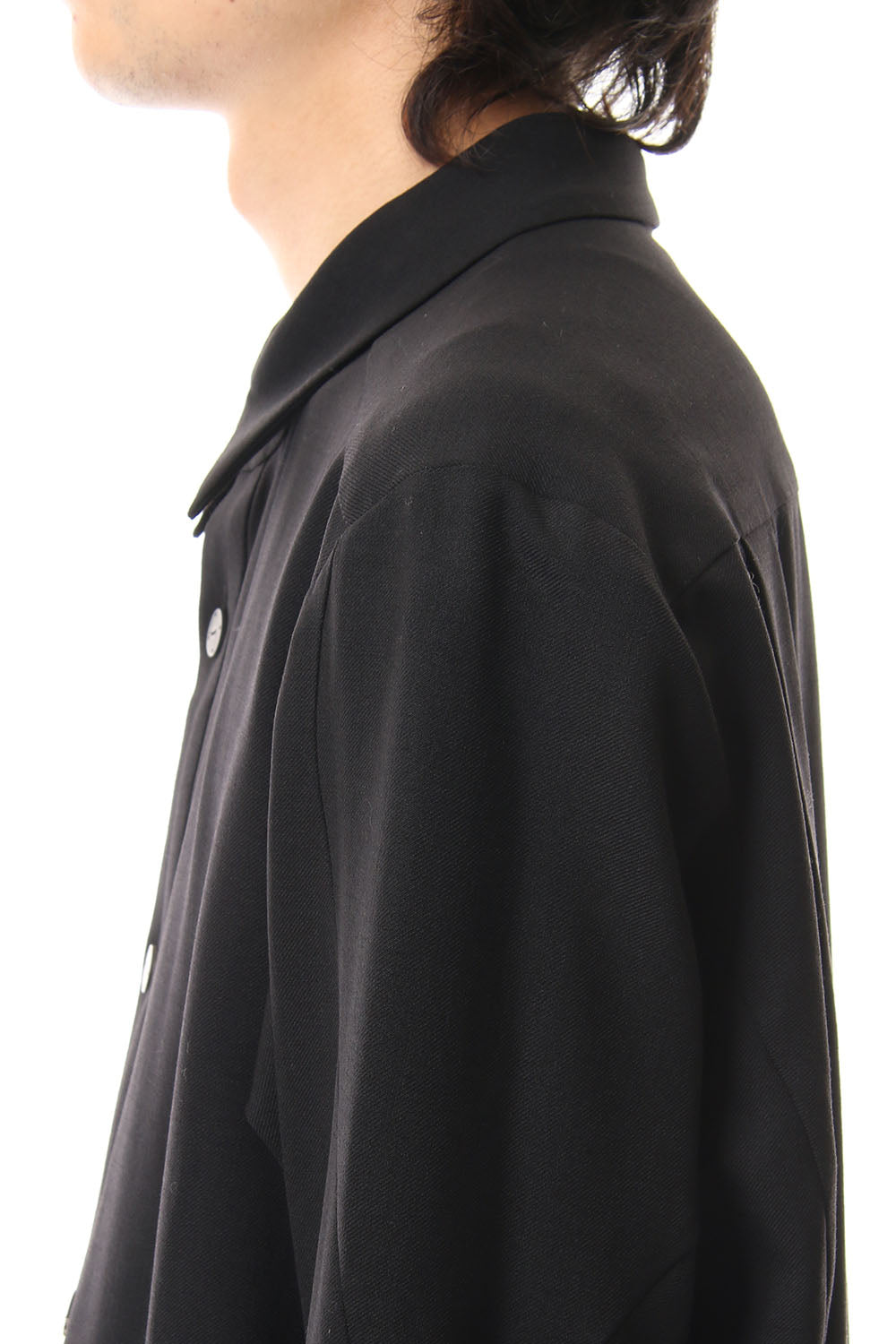 Shirt virgin wool 4way stretch Black