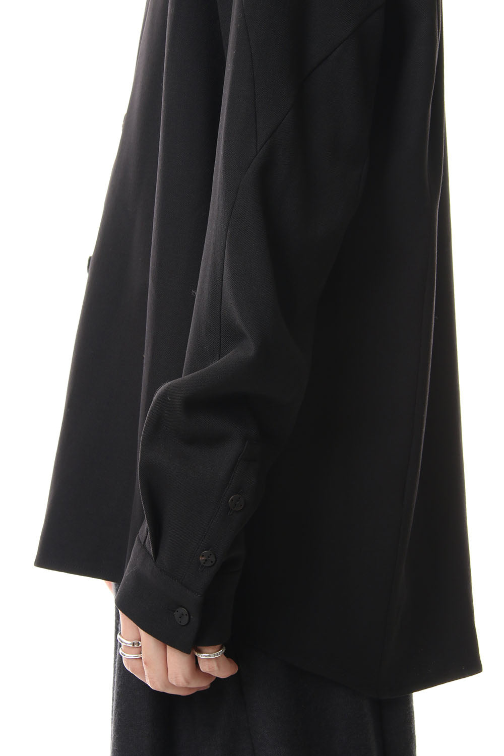 Shirt virgin wool 4way stretch Black