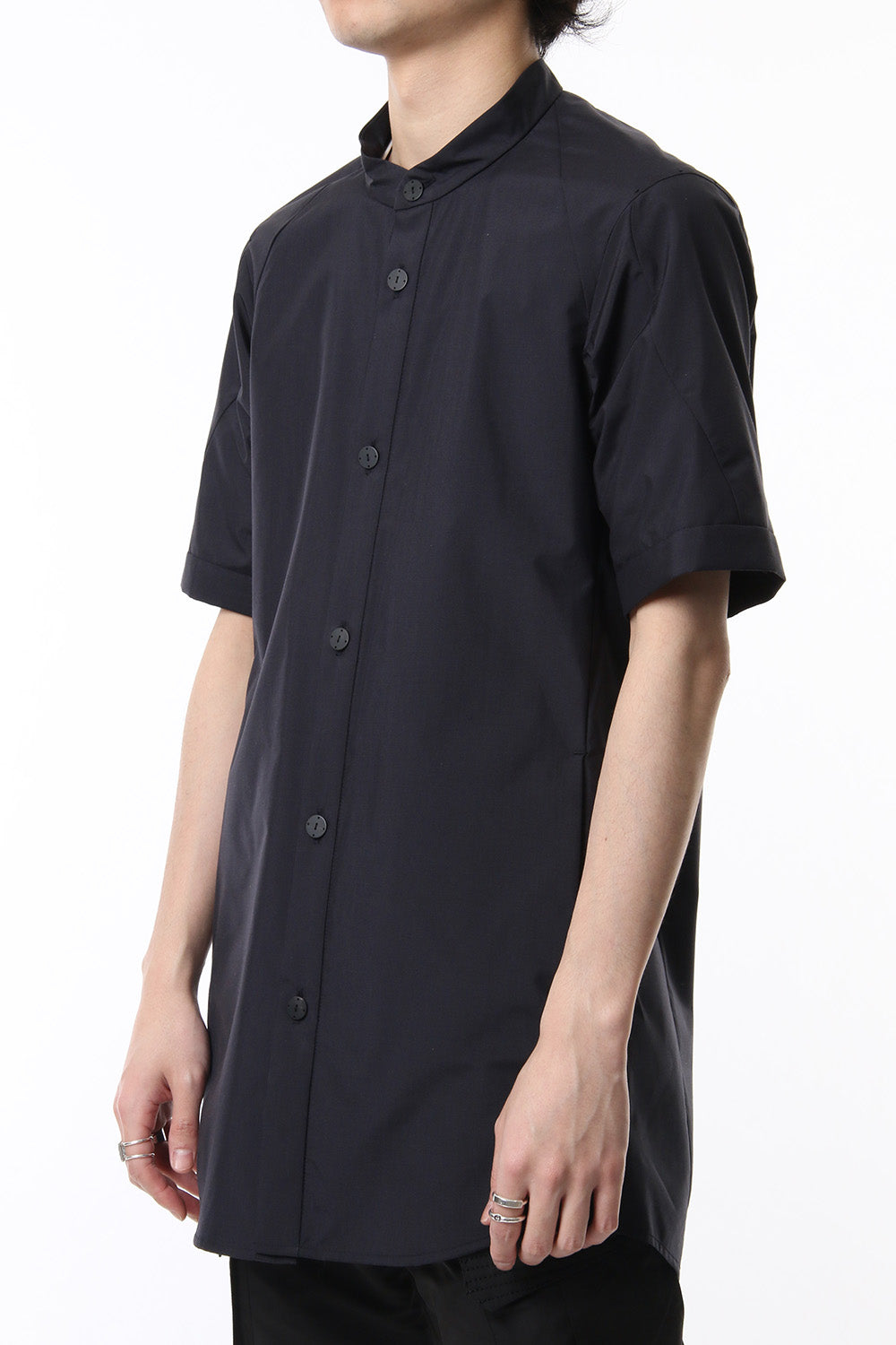 Short sleeve shirt Virgin wool silk - Blue