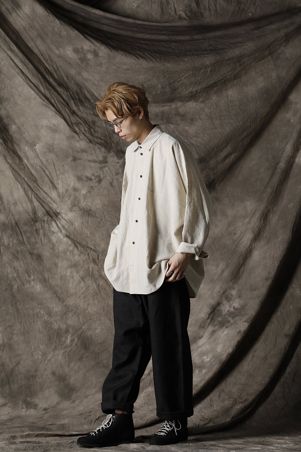SHIRT#80 NATURAL MELE LINEN/SILK SHIRTING