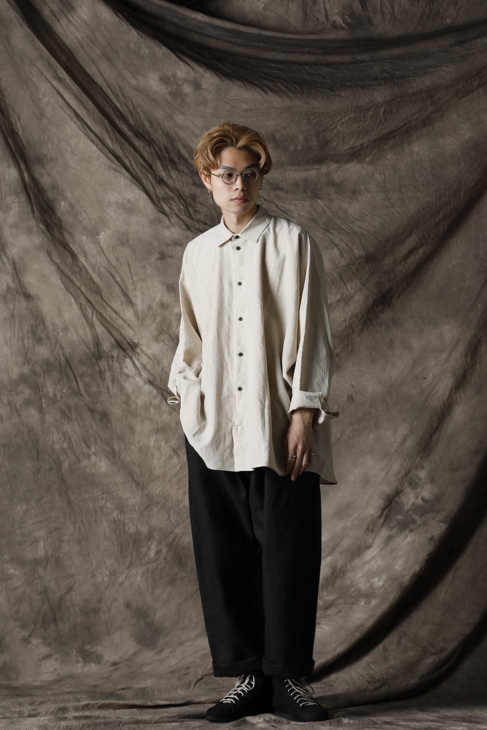 SHIRT#80 NATURAL MELE LINEN/SILK SHIRTING