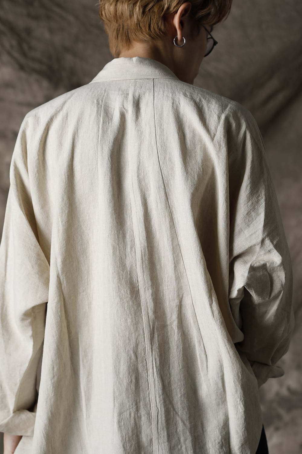 SHIRT#80 NATURAL MELE LINEN/SILK SHIRTING