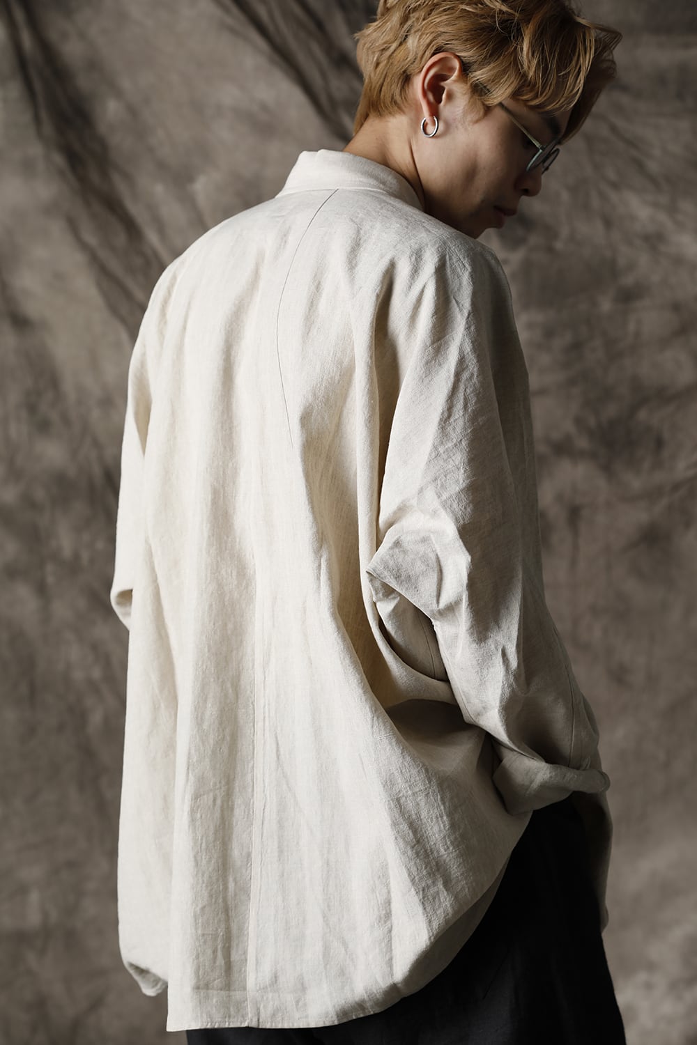 SHIRT#80 NATURAL MELE LINEN/SILK SHIRTING