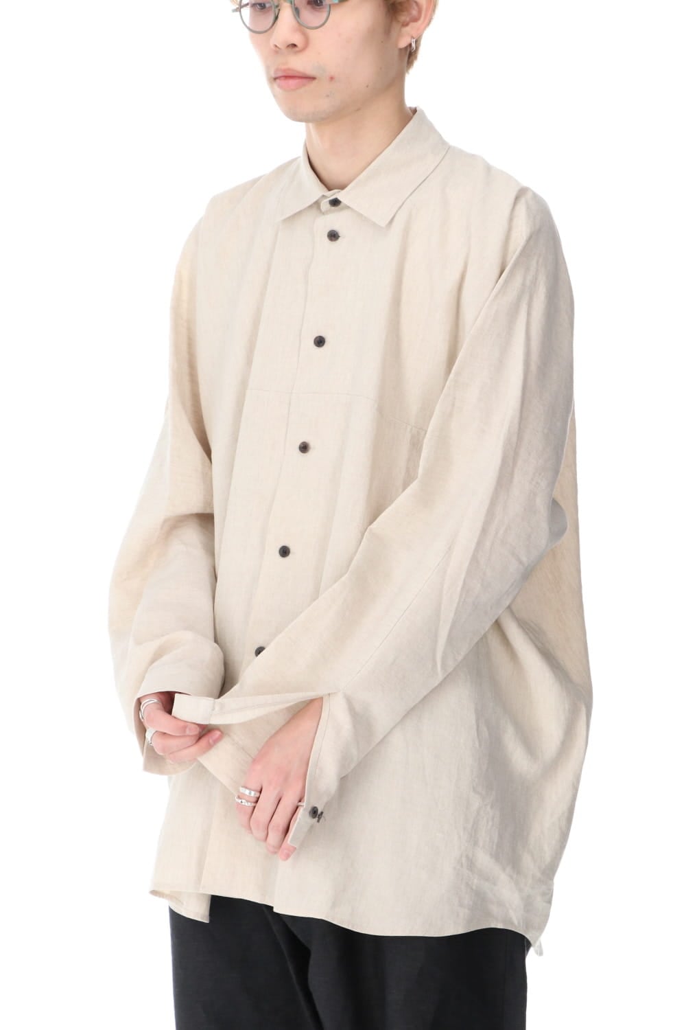 SHIRT#80 NATURAL MELE LINEN/SILK SHIRTING