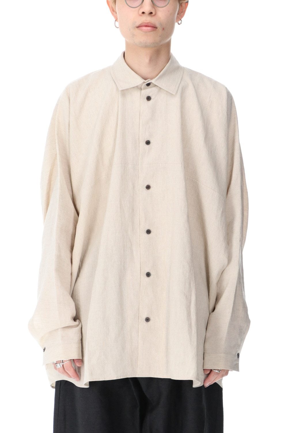 SHIRT#80 NATURAL MELE LINEN/SILK SHIRTING