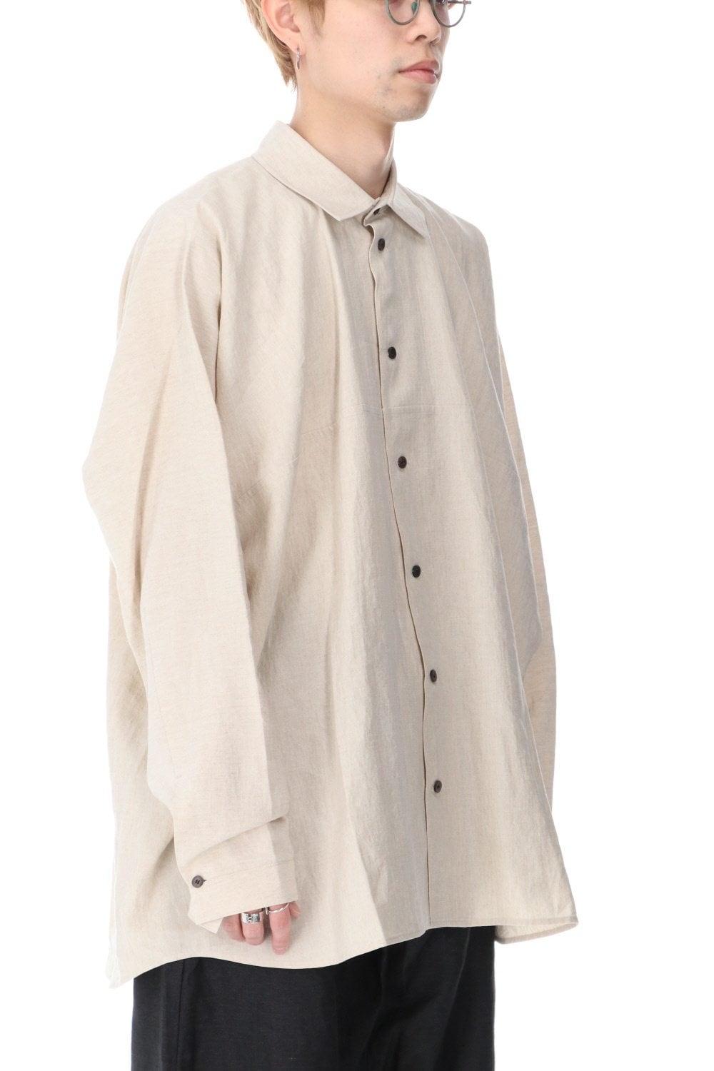 SHIRT#80 NATURAL MELE LINEN/SILK SHIRTING