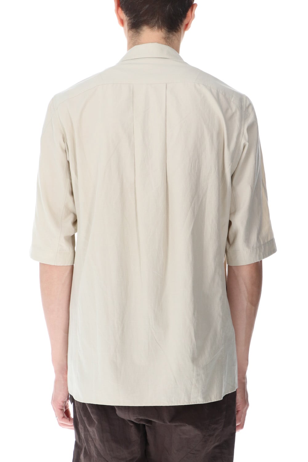 Short sleeve shirt silk/cotton broad sandblast finish Light Beige