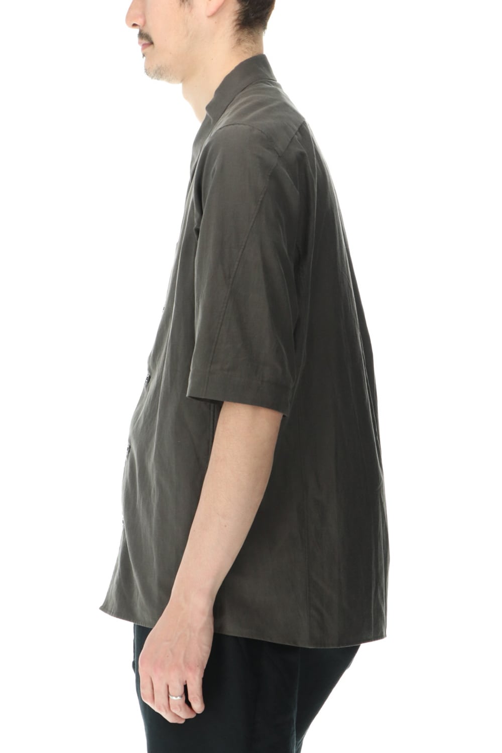 Short sleeve shirt silk/cotton broad sandblast finish Gray