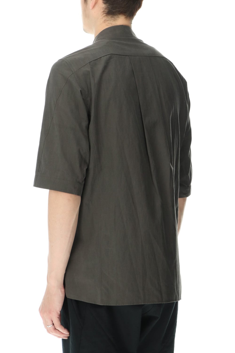 Short sleeve shirt silk/cotton broad sandblast finish Gray