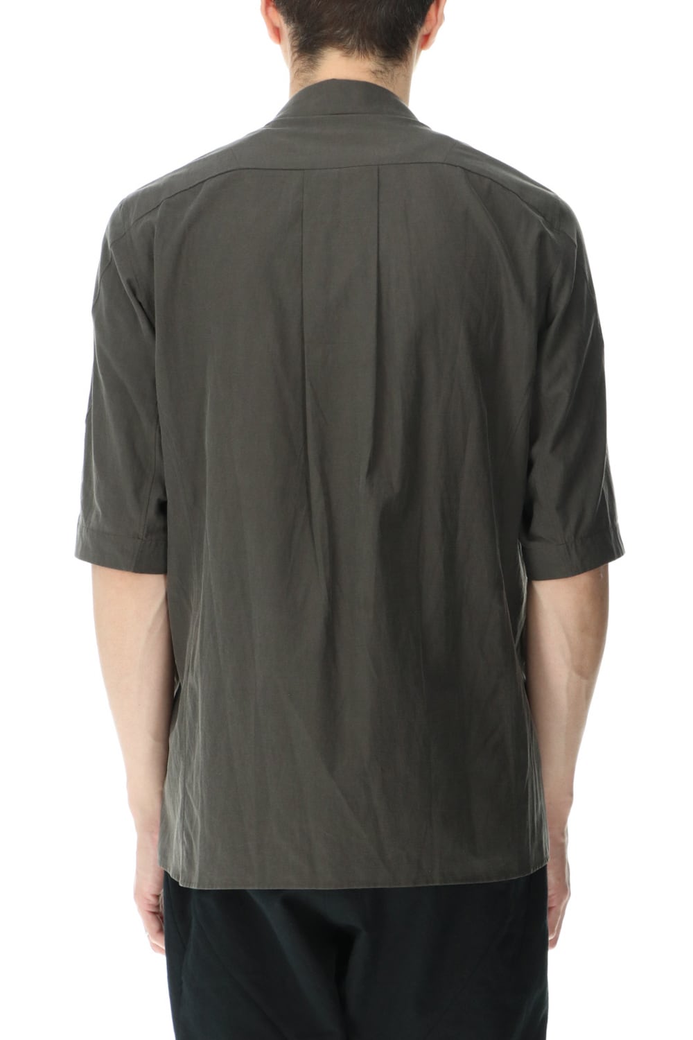 Short sleeve shirt silk/cotton broad sandblast finish Gray